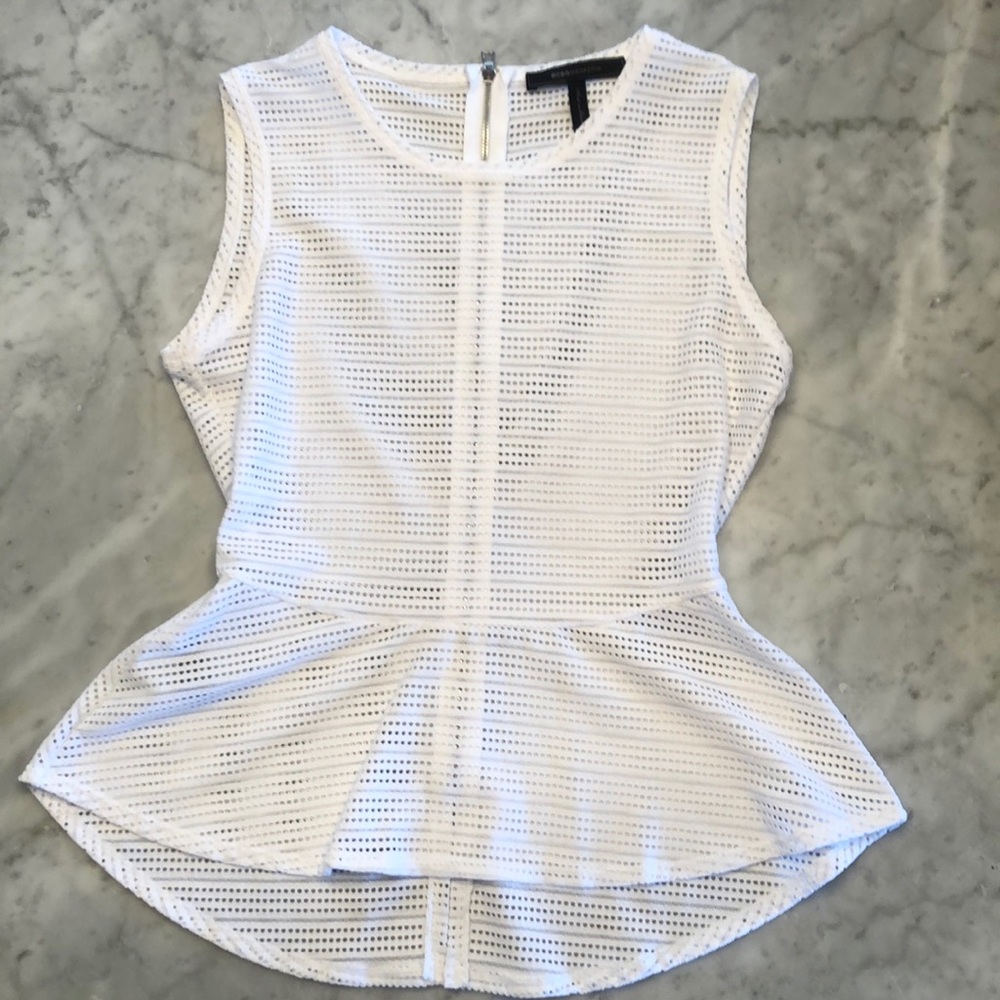 BCBG Max azria peplum sleeveless top- EUC size xs